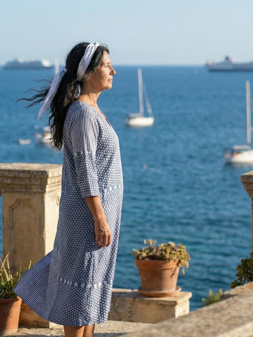 Robe midi à motifs patchwork pour femmes