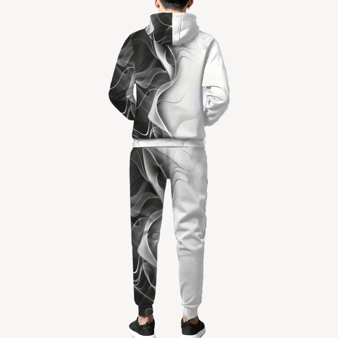Ensemble Survêtement Homme avec Hoodie Zippé Et Motif Dégradé | Idéal pour Les Loisirs Et Le Quotidien