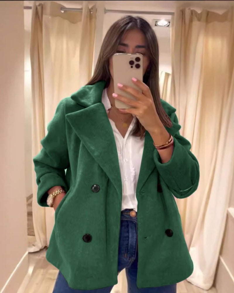 Manteau À Double Boutonnage avec Col Revers pour Femme | Idéal pour L’Automne Et L’Hiver