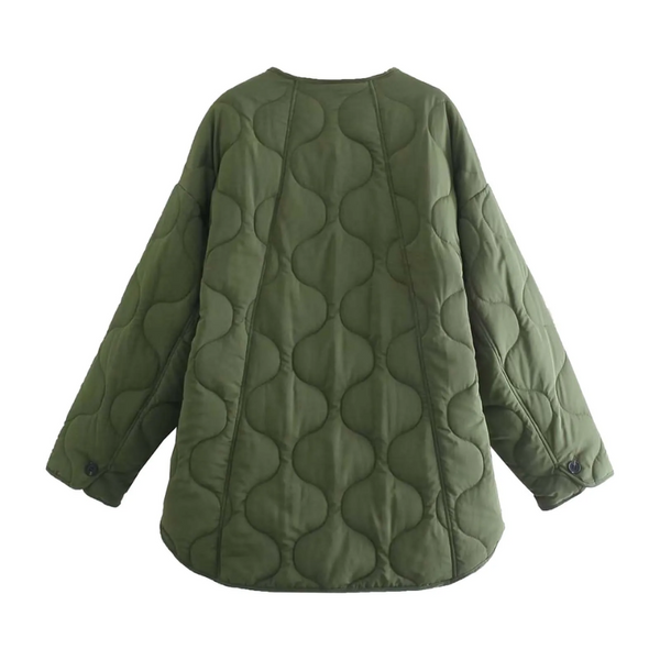 Veste Matelassée À Col Rond avec Poches pour Femme | Idéale pour La Saison Automne-Hiver