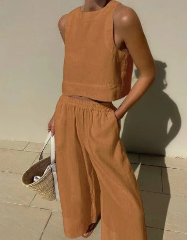 Ensemble Sans Manches avec Haut et Shorts Coordonnés pour Femme | Idéal pour l’Été et les Sorties Décontractées