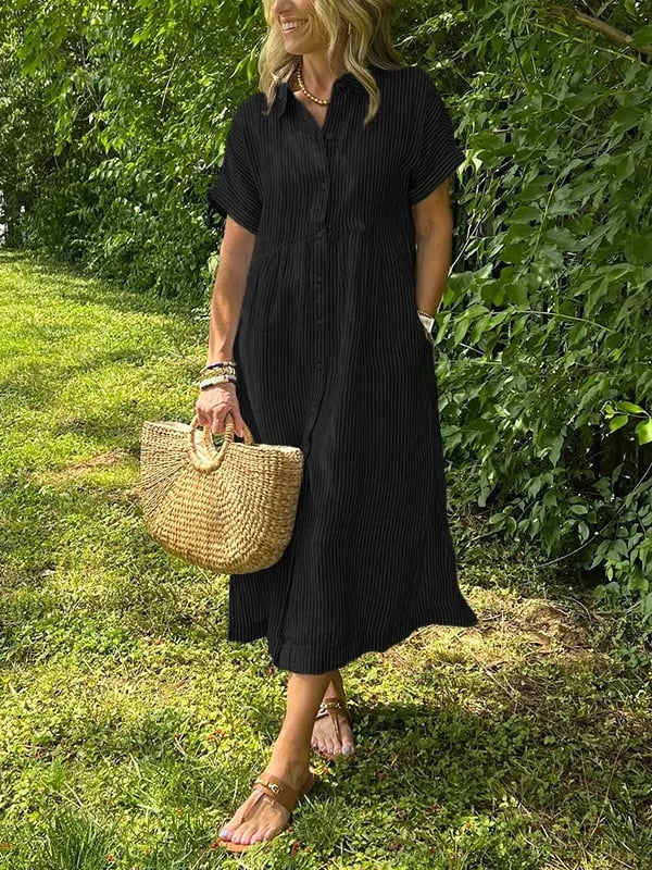 Robe Longue avec Col et Boutonnage Frontal pour Femme | Idéal pour l'Été Décontracté