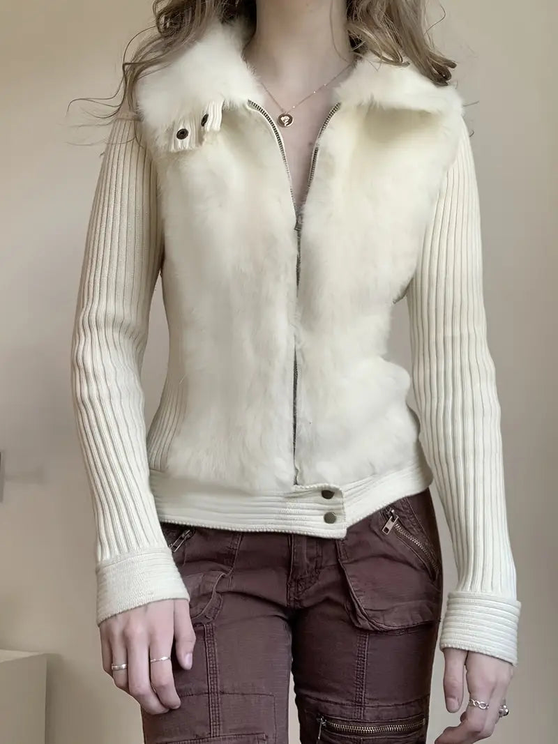 Gilet Cintré à Col Imitation Fourrure pour Femme | Idéal pour la Saison Hivernale
