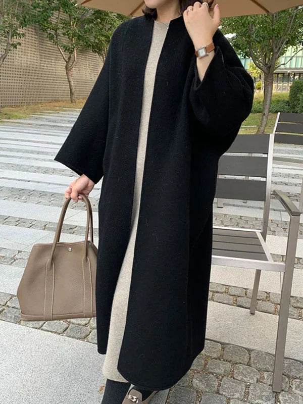 Manteau Long Croisé Sans Boutons pour Femme | Idéal pour l’Hiver