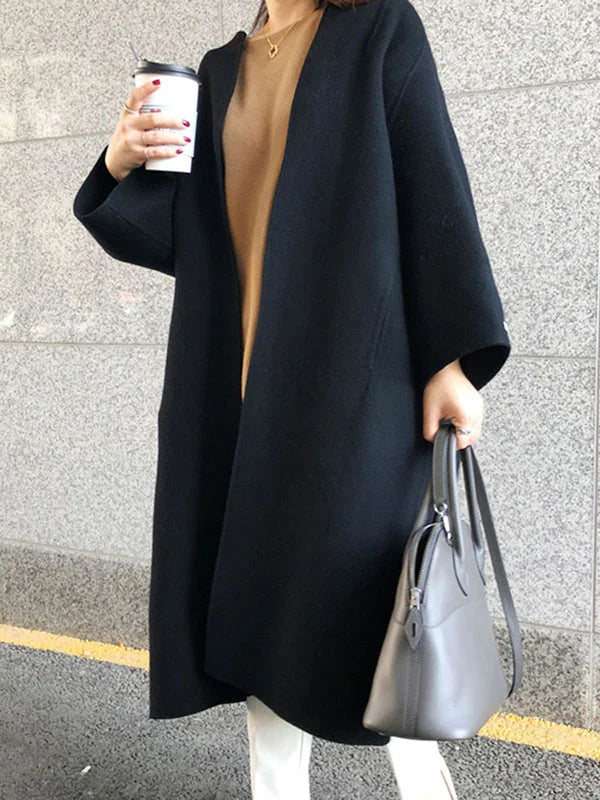 Manteau Long Croisé Sans Boutons pour Femme | Idéal pour l’Hiver