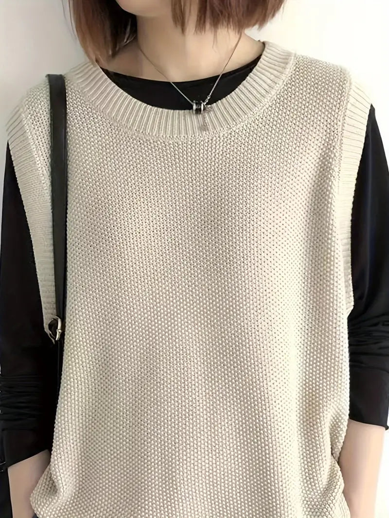 Pull Sans Manches À Col Rond pour Femme | Idéal pour La Mi-Saison Et L’Été
