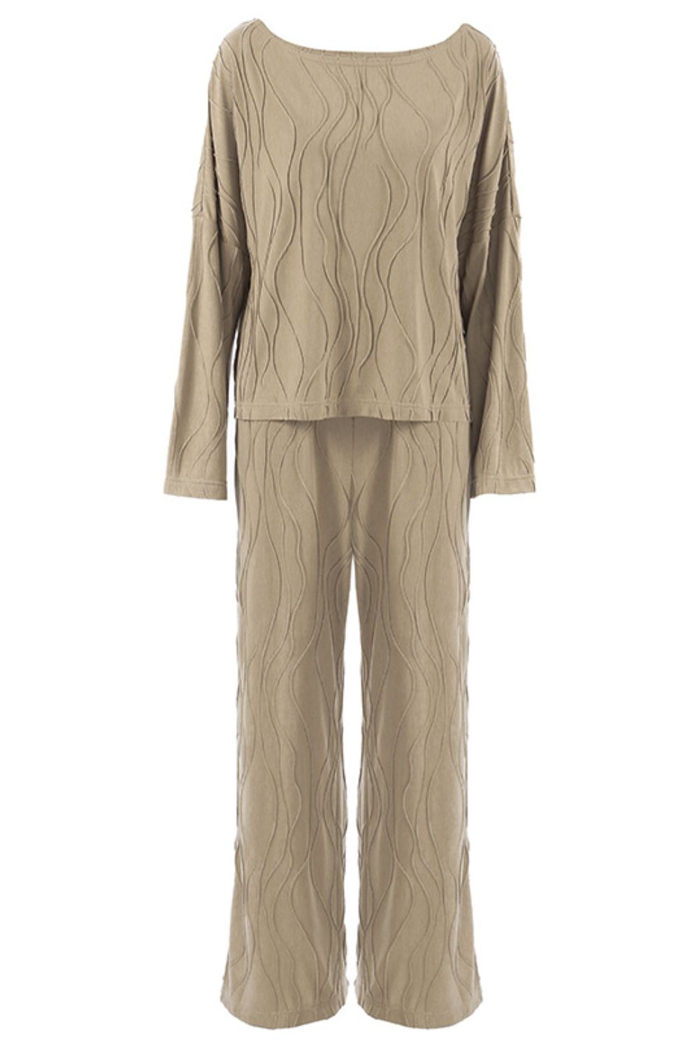 Ensemble Deux Pièces avec Haut à Manches Longues Épaules Tombantes et Pantalon Coordonné pour Femme | Idéal pour un Usage Quotidien