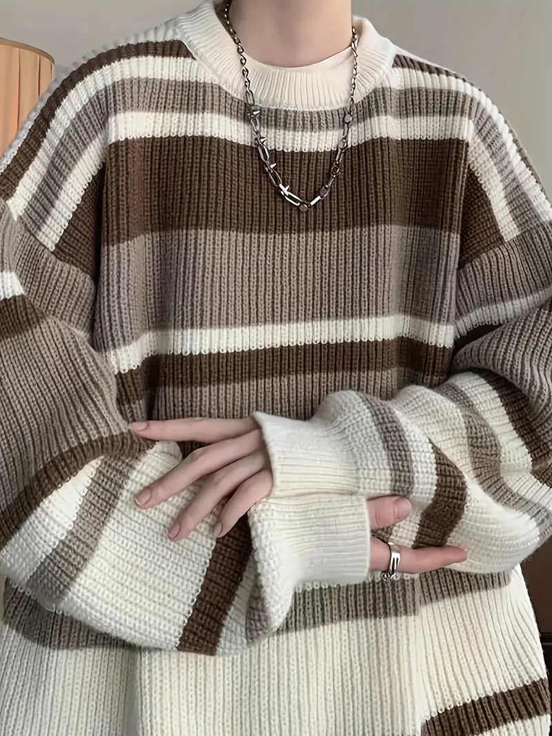 Pull À Col Rond avec Détails Vintage pour Homme | Idéal pour L’Automne Et L’Hiver