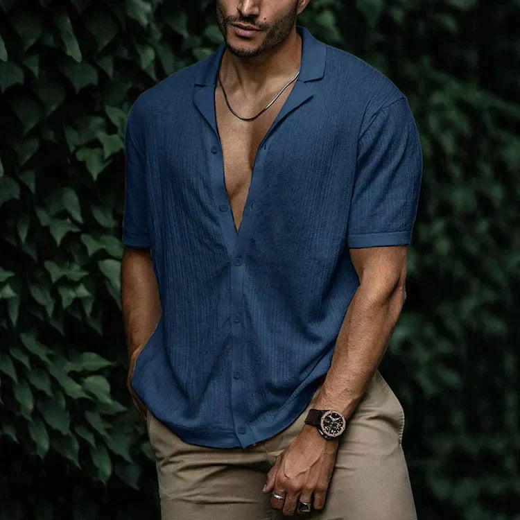 Chemise d’Été à Manches Courtes avec Col Décontracté pour Homme | Idéale pour les Journées Chaudes
