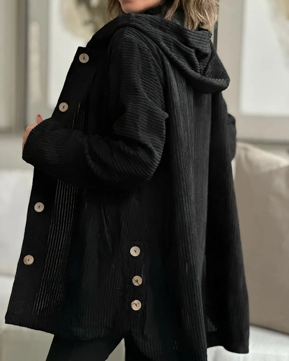 Veste Oversize à Capuche avec Boutons pour Femme | Idéale pour le Quotidien