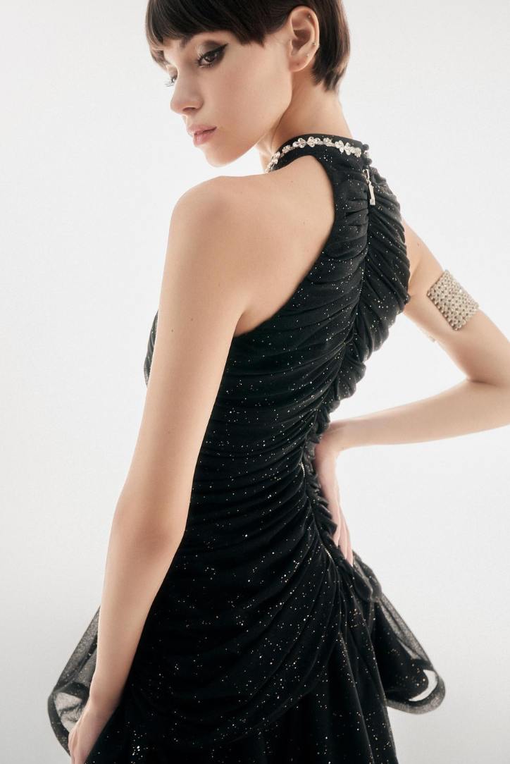 Robe Mini avec Détails en Cristaux pour Femme | Idéale pour les Soirées Festives