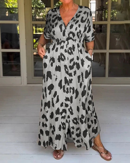 Robe Longue à Imprimé Animalier pour Femme | Idéale pour les Soirées et Sorties en Ville