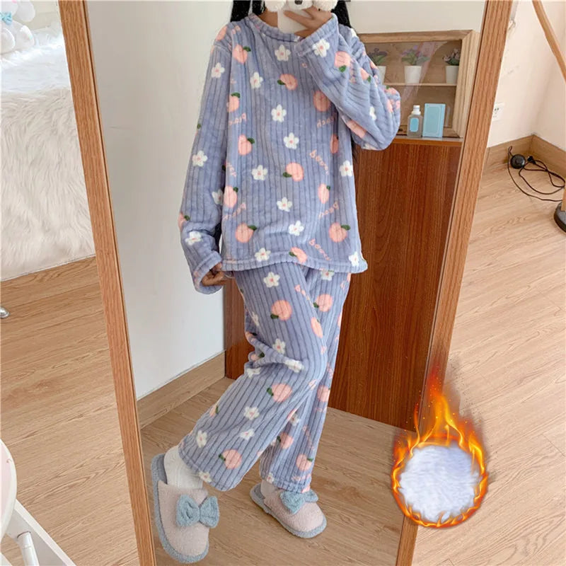 Pyjama Long à Manches Longues avec Coupe Ample pour Femmes | Idéal pour l’Hiver