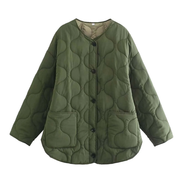 Veste Matelassée À Col Rond avec Poches pour Femme | Idéale pour La Saison Automne-Hiver