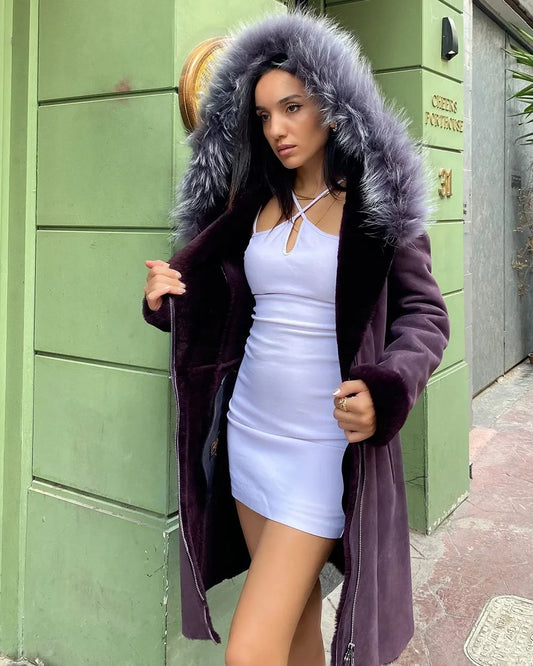 Manteau Long à Capuche avec Bordure pour Femmes | Idéal pour la Saison Hivernale