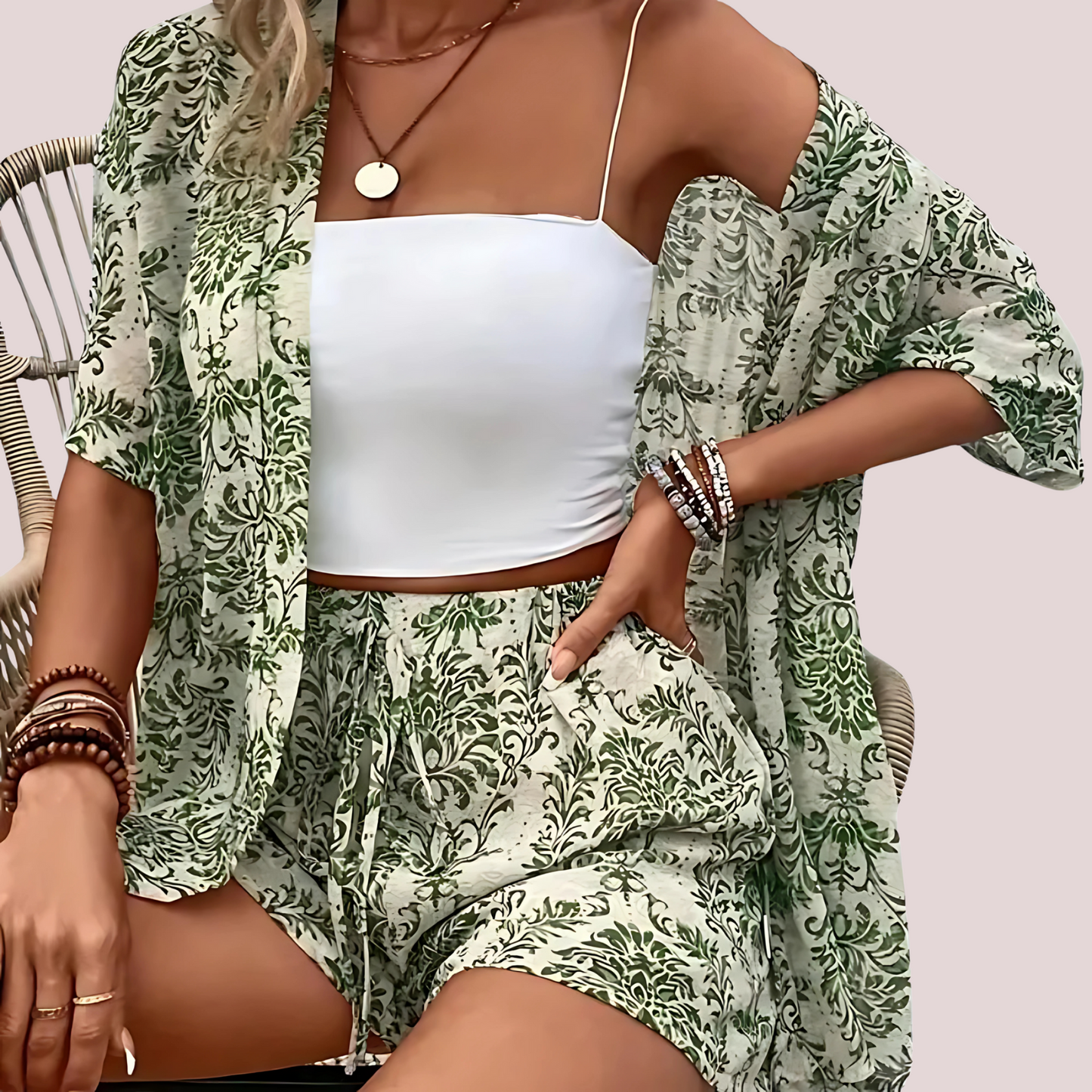 Ensemble Deux Pièces avec Blouse Ample et Short pour Femme | Idéal pour l'Été Décontracté