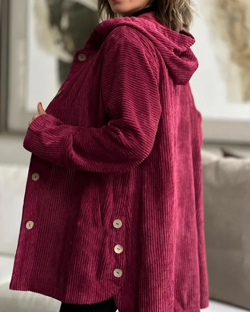 Veste Oversize à Capuche avec Boutons pour Femme | Idéale pour le Quotidien