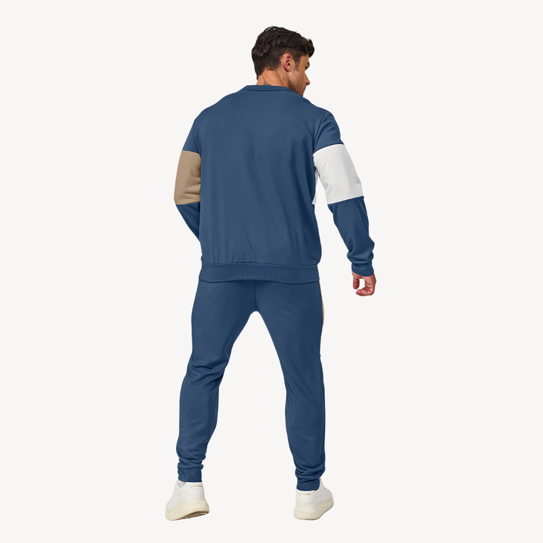 Ensemble Homme avec Veste Puffer Colorblock Et Jogging | Idéal pour Les Loisirs Et Les Activités Extérieures