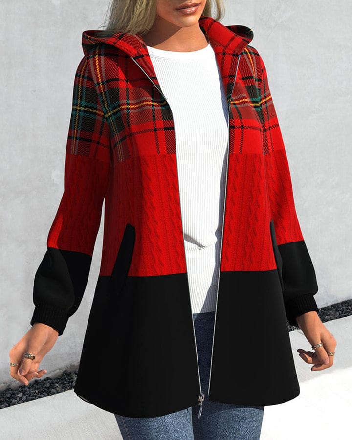 Veste À Carreaux avec Capuche pour Femme | Idéale pour L’Hiver