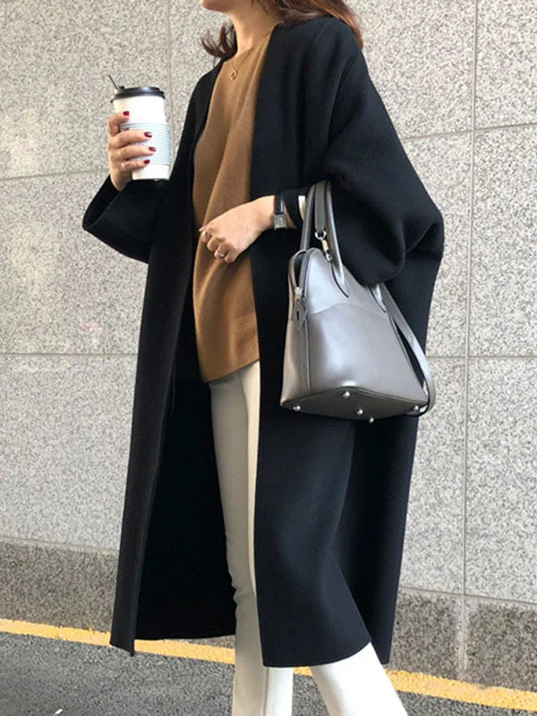 Manteau Long Croisé Sans Boutons pour Femme | Idéal pour l’Hiver