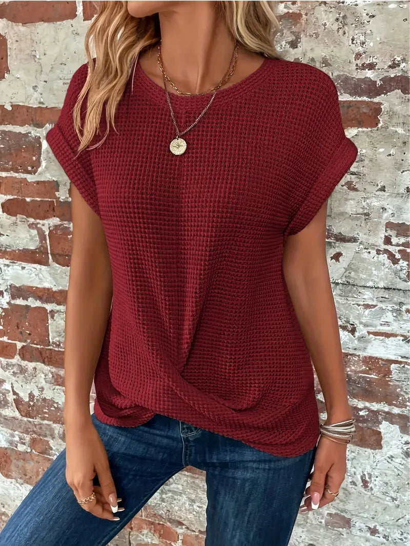 T-Shirt à Manches Courtes avec Motif Texturé pour Femme | Idéal pour les Journées Chaudes