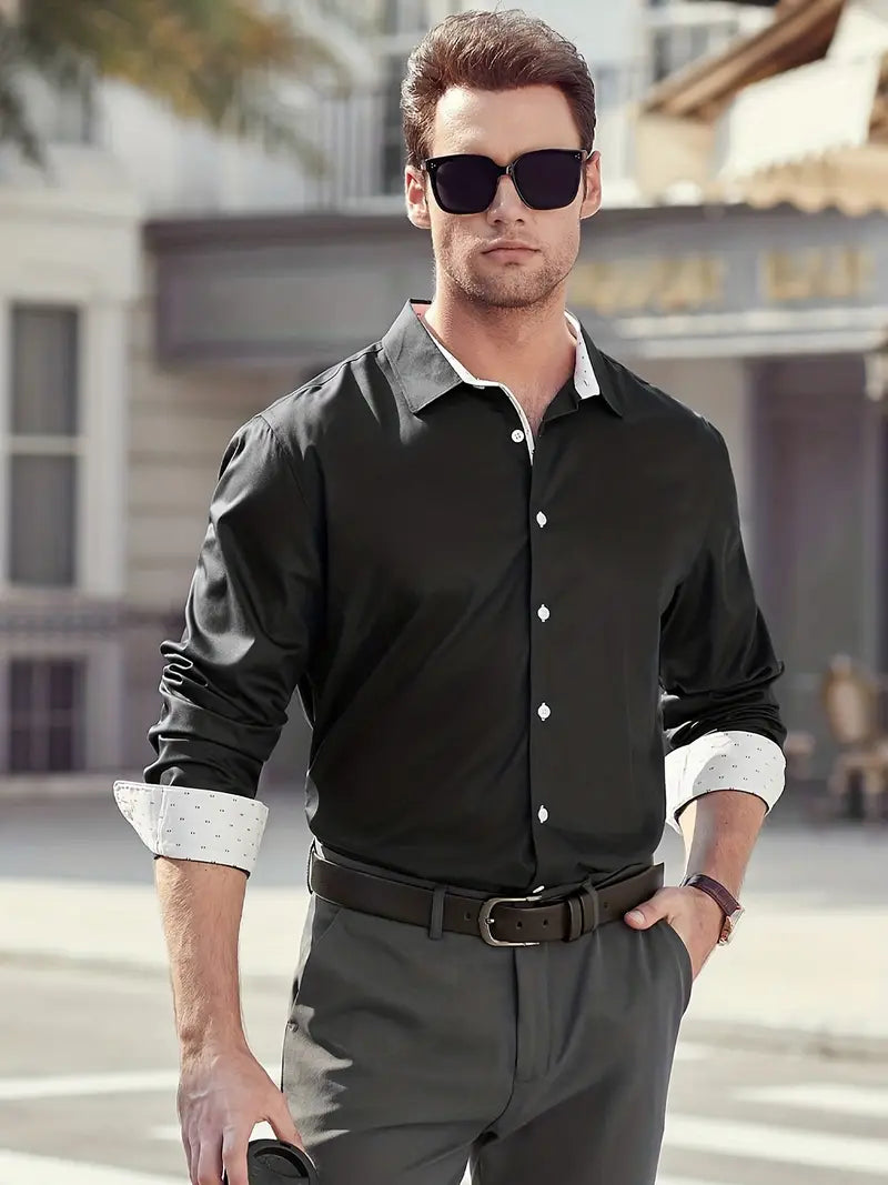 Chemise À Manches Longues pour Homme avec Col Classique | Idéale pour Le Bureau