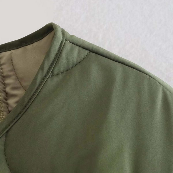 Veste Matelassée À Col Rond avec Poches pour Femme | Idéale pour La Saison Automne-Hiver