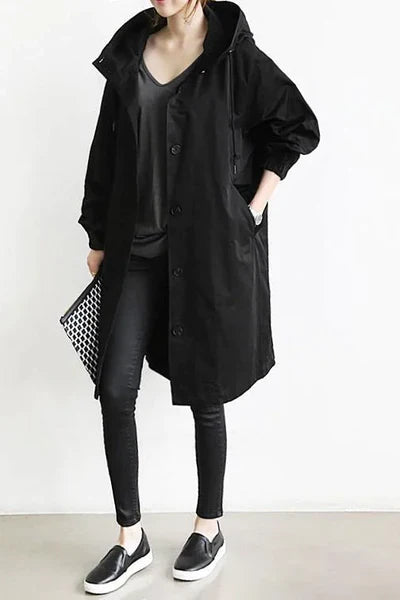 Imperméable Long avec Capuche pour Femme | Idéal pour les Jours de Pluie