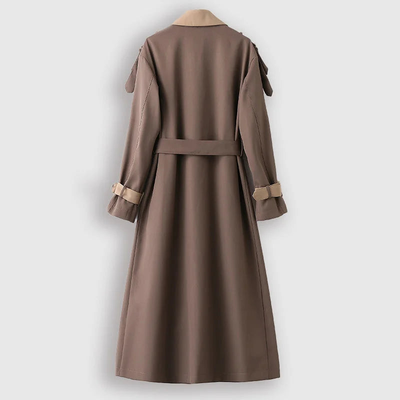 Trench Long avec Ceinture Ajustable pour Femme | Idéal pour le Printemps et l’Automne