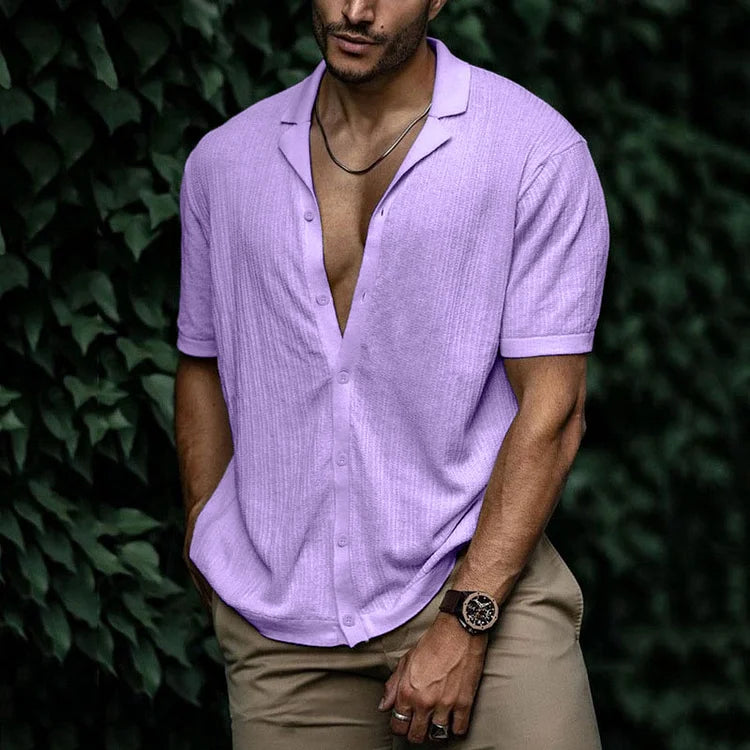 Chemise d’Été à Manches Courtes avec Col Décontracté pour Homme | Idéale pour les Journées Chaudes