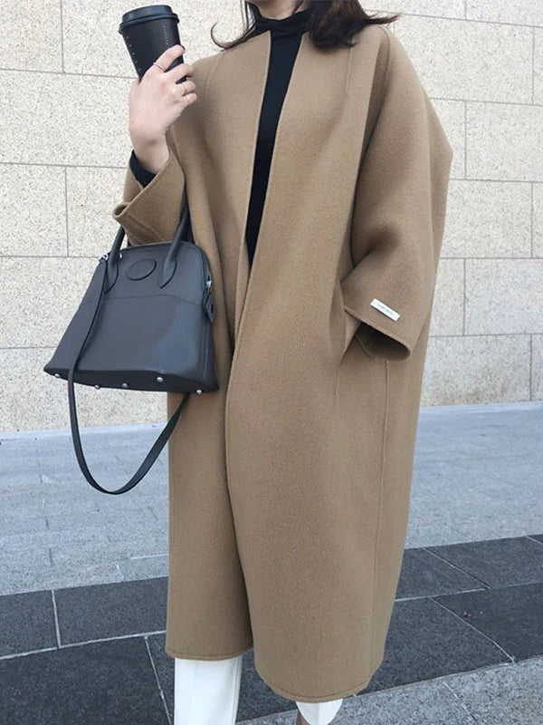 Manteau Long Croisé Sans Boutons pour Femme | Idéal pour l’Hiver