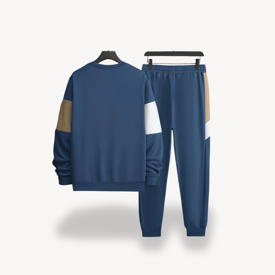 Ensemble Homme avec Veste Puffer Colorblock Et Jogging | Idéal pour Les Loisirs Et Les Activités Extérieures
