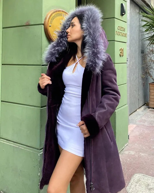 Manteau Long à Capuche avec Bordure pour Femmes | Idéal pour la Saison Hivernale