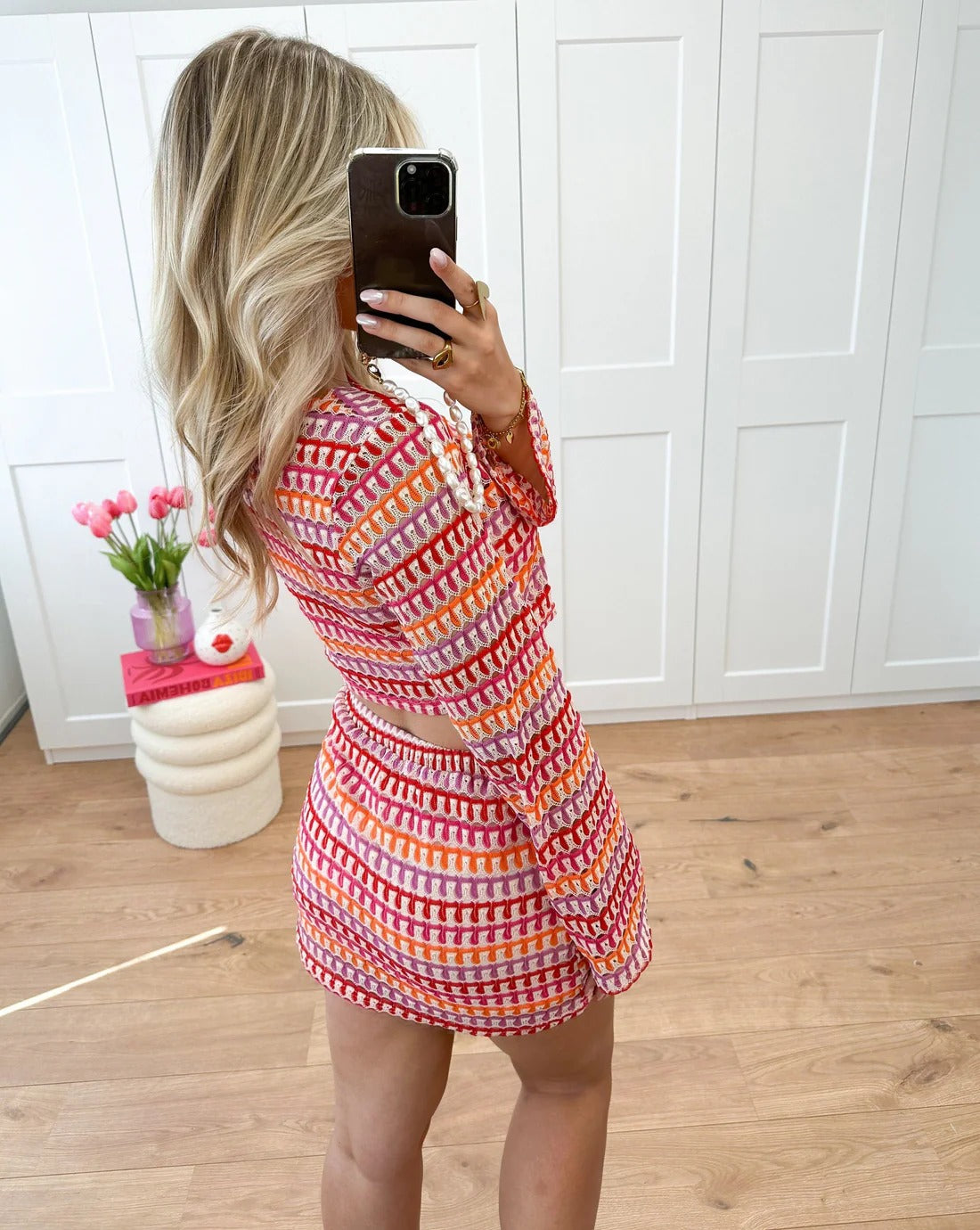 Ensemble Deux Pièces avec Crop Top Manches Longues et Jupe Mini Taille Haute pour Femme | Idéal pour le Printemps ou les Sorties