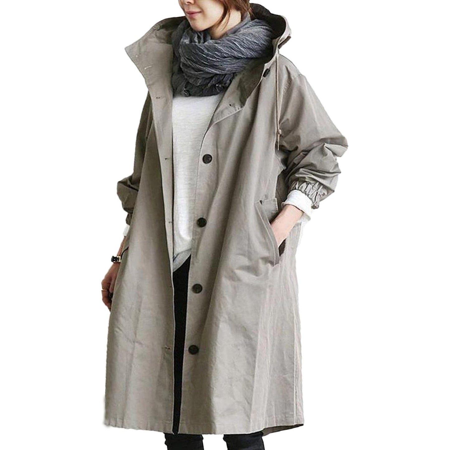 Imperméable Long avec Capuche pour Femme | Adapté à Toutes les Saisons