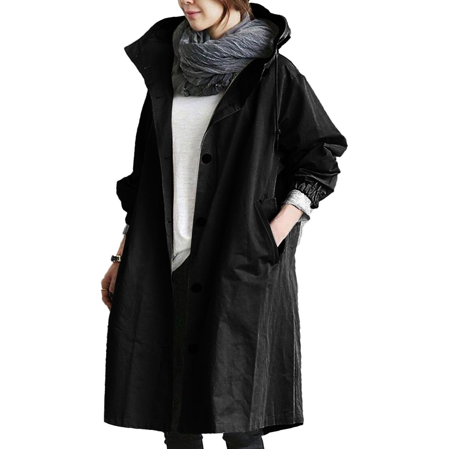 Imperméable Long avec Capuche pour Femme | Adapté à Toutes les Saisons