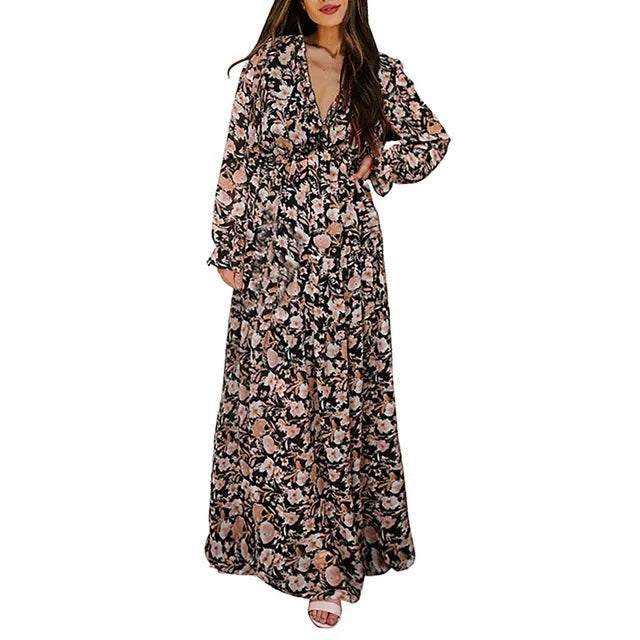 Robe Longue à Imprimé Fleuri pour Femme | Idéale pour les Vacances et Événements d’Été