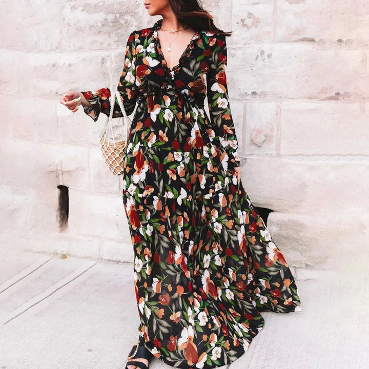Robe Longue à Imprimé Fleuri pour Femme | Idéale pour les Vacances et Événements d’Été