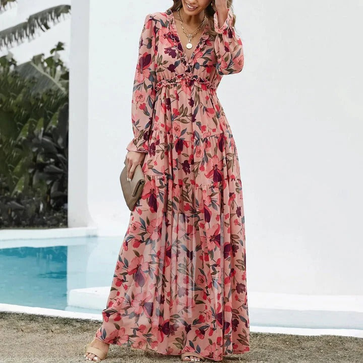 Robe Longue à Imprimé Fleuri pour Femme | Idéale pour les Vacances et Événements d’Été