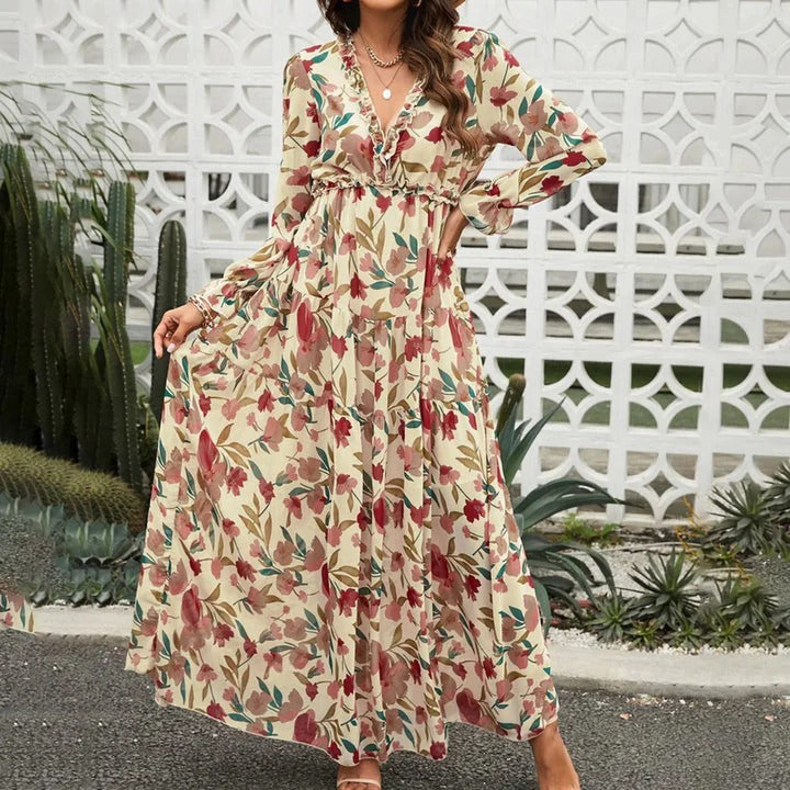 Robe Longue à Imprimé Fleuri pour Femme | Idéale pour les Vacances et Événements d’Été