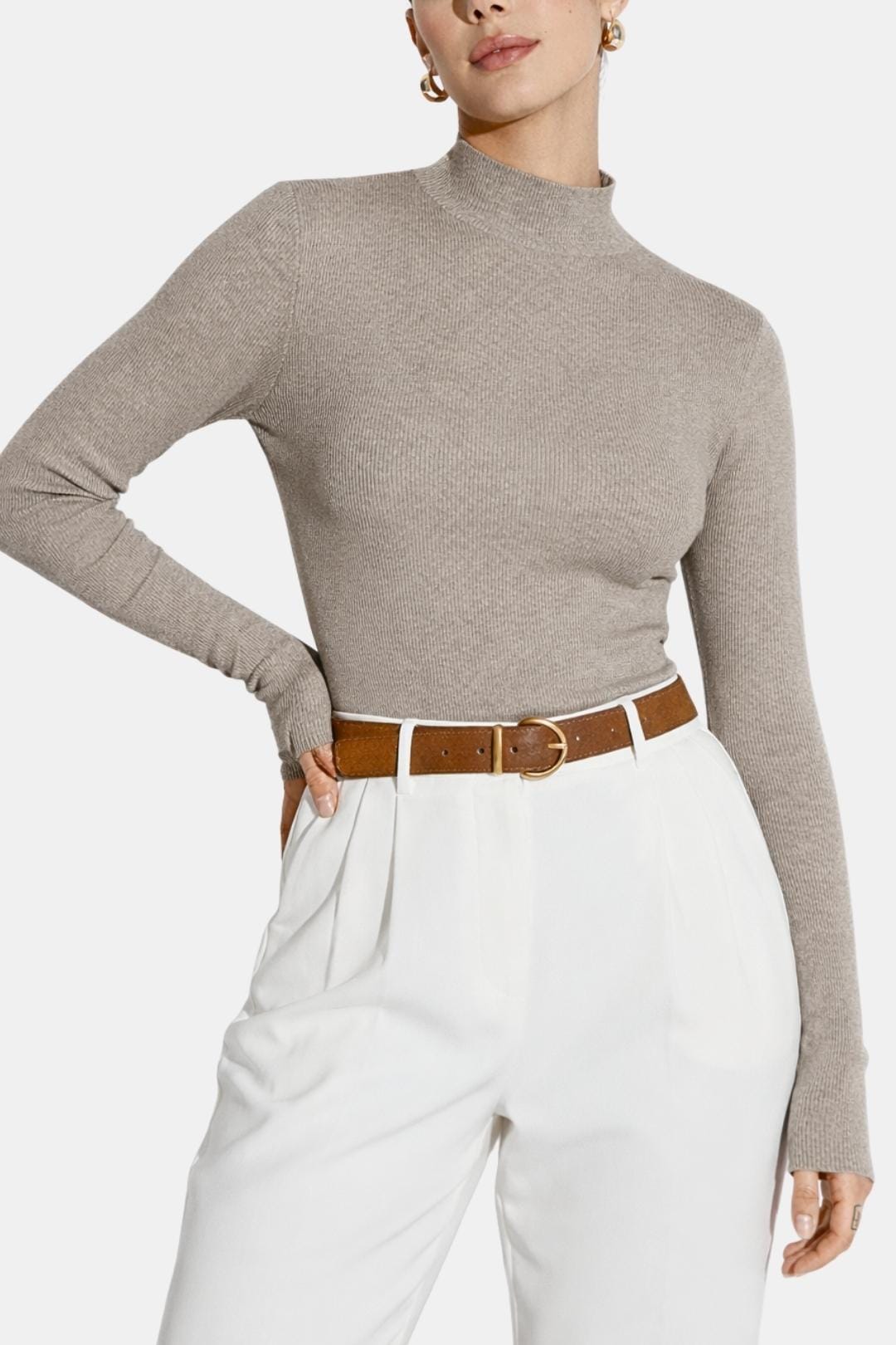 Top En Maille Avec Col Montant Et Manches Longues Pour Femme | Idéal Pour Usage Quotidien