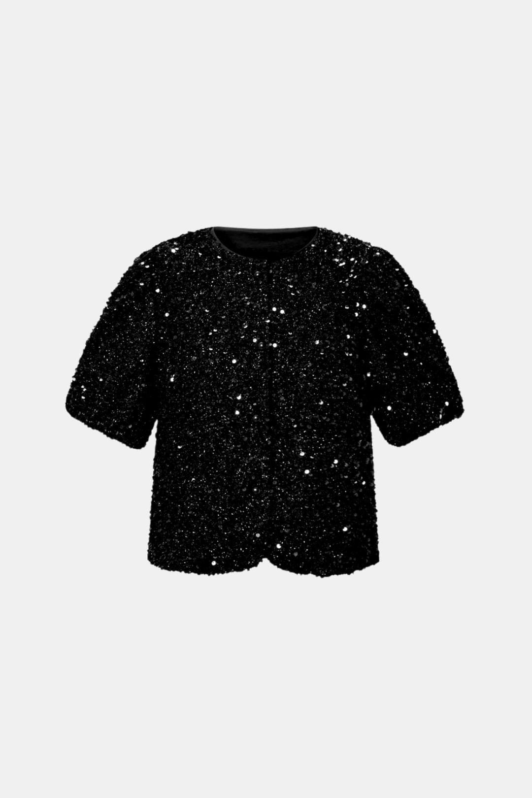 Top À Sequins Avec Manches Bouffantes Et Coupe Ample Pour Femme | Idéal Pour Occasions Festives