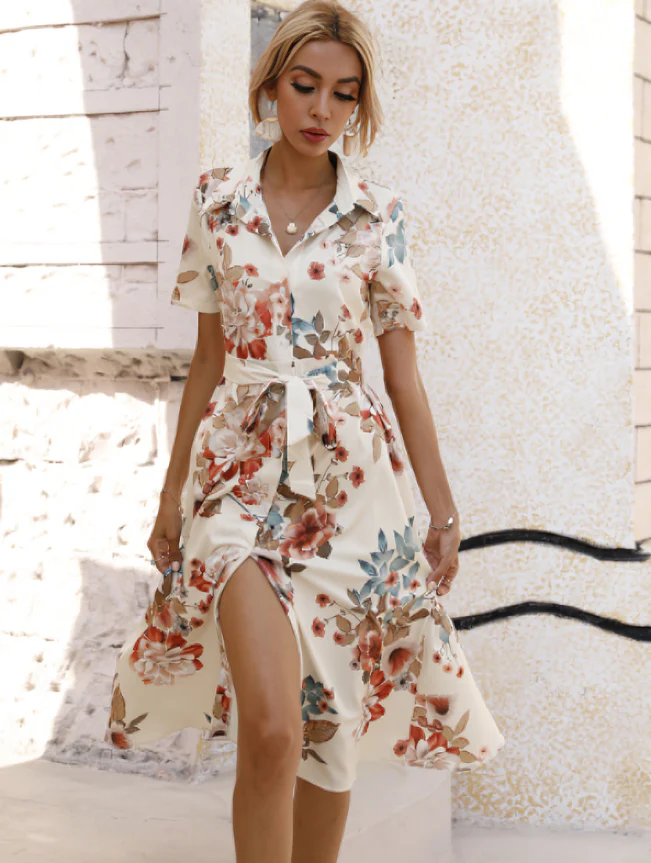 Robe Avec Taille Réglable Et Col En V pour Femme | Idéale pour Toutes Les Saisons