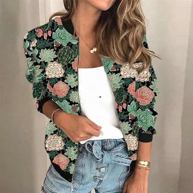 Veste zippée imprimée pour femmes | Idéal pour toutes les saisons
