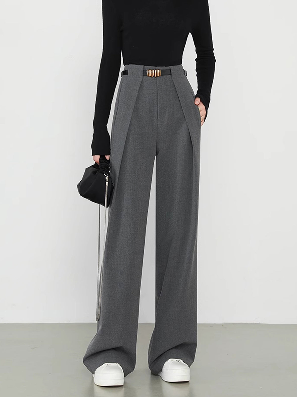 Pantalon Droit avec Poches et Taille Haute pour Femme | Idéal pour le Bureau et les Loisirs