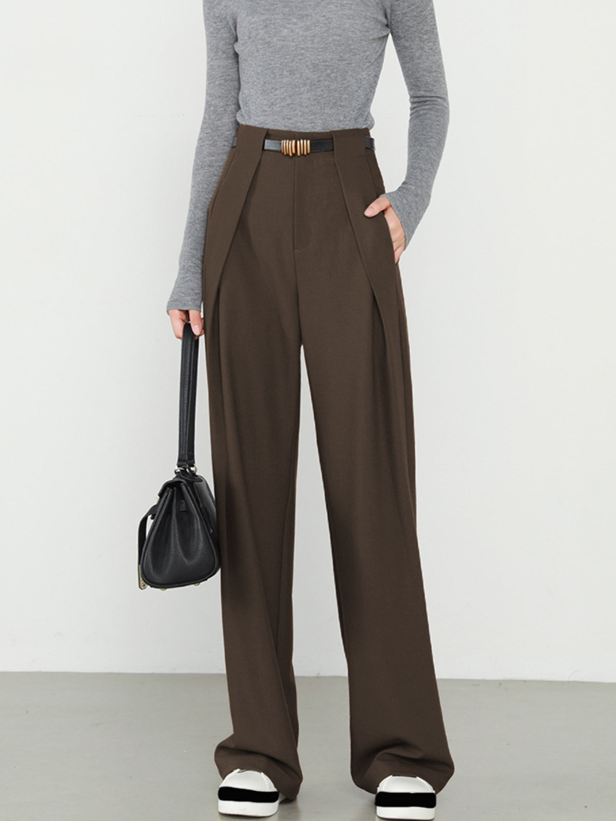 Pantalon Droit avec Poches et Taille Haute pour Femme | Idéal pour le Bureau et les Loisirs