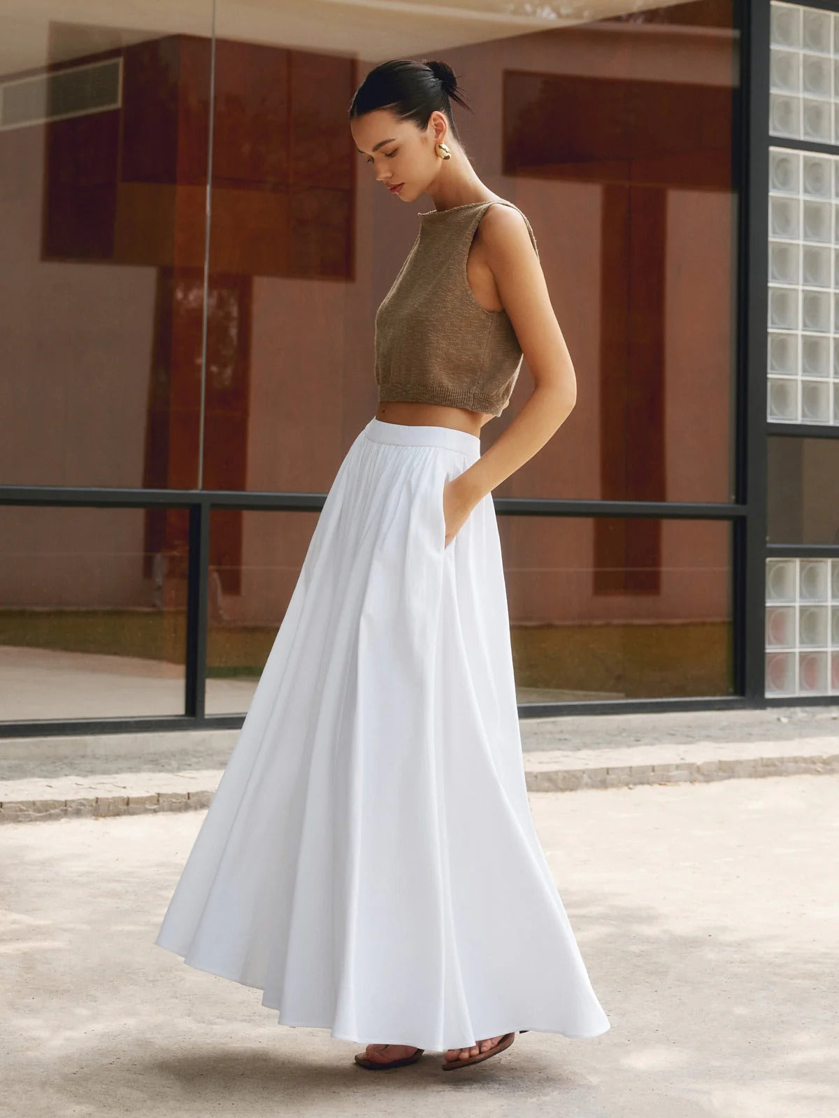 Jupe Plissée Fluide à Taille Élastique pour Femme | Idéale pour le Bureau ou les Sorties Quotidiennes