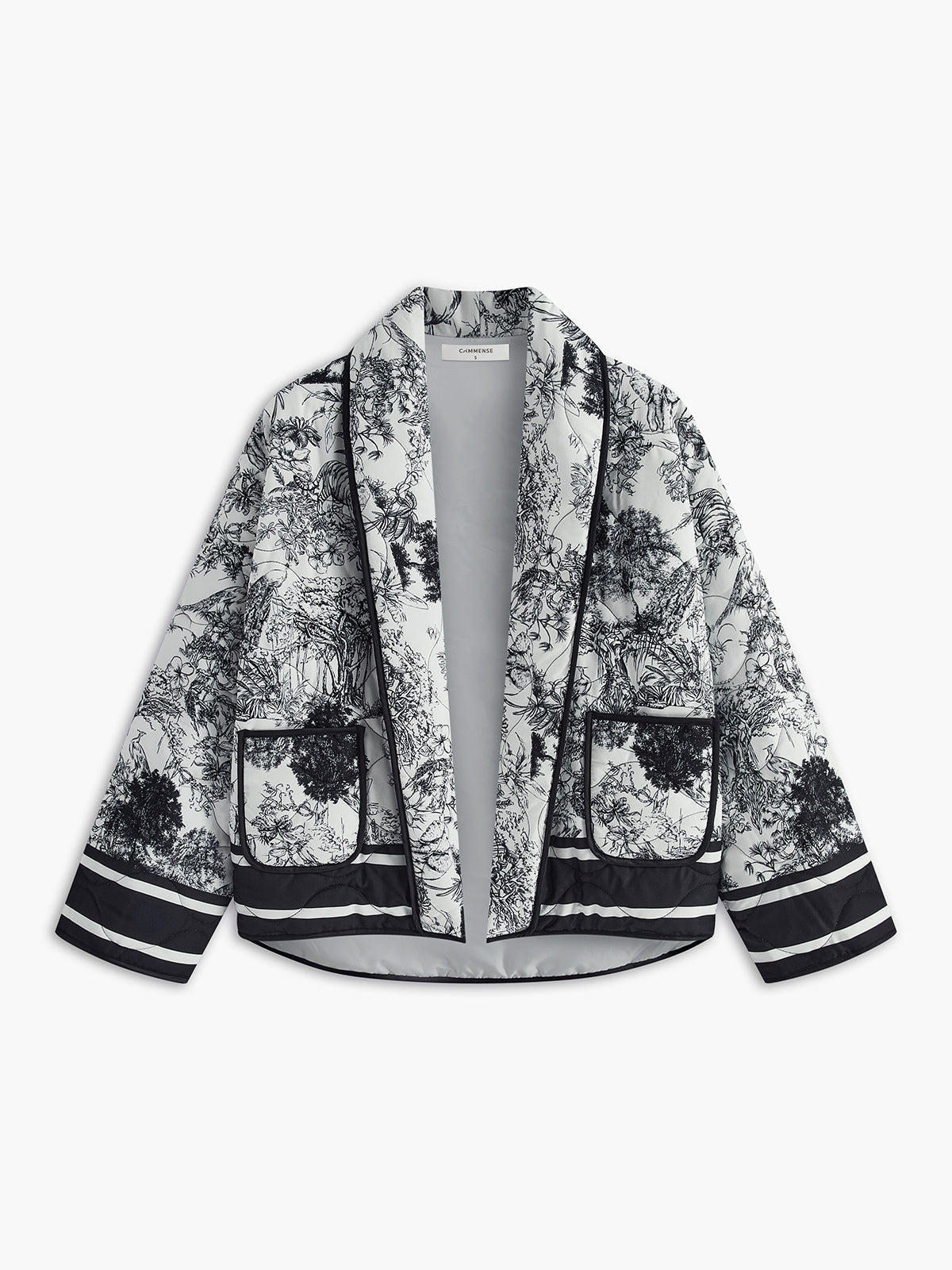 Veste Légère à Imprimé Graphique avec Poches Avant pour Femmes | Idéale pour le Printemps et l’Automne