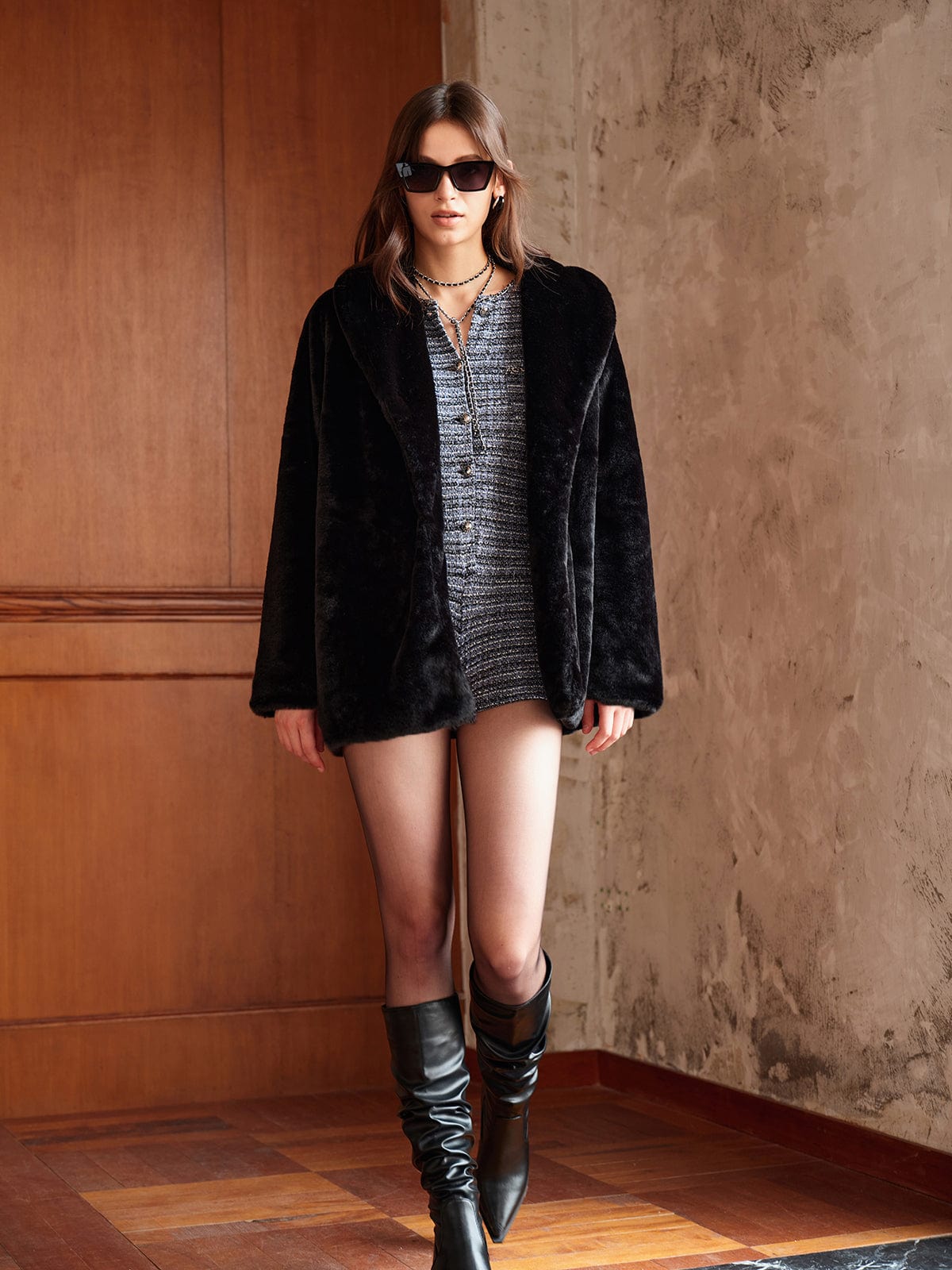 Veste Longue À Motif Uni pour Femme | Idéale pour L’Hiver