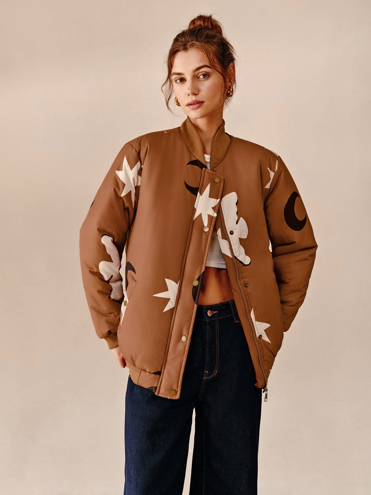Veste Bomber Oversize À Motifs pour Femme | Idéale pour Un Look Décontracté